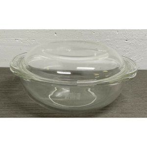 Vintage Pyrex 024 Clear Glass 2 Quart Round Casserole Dish With 684-C14 Lid USA